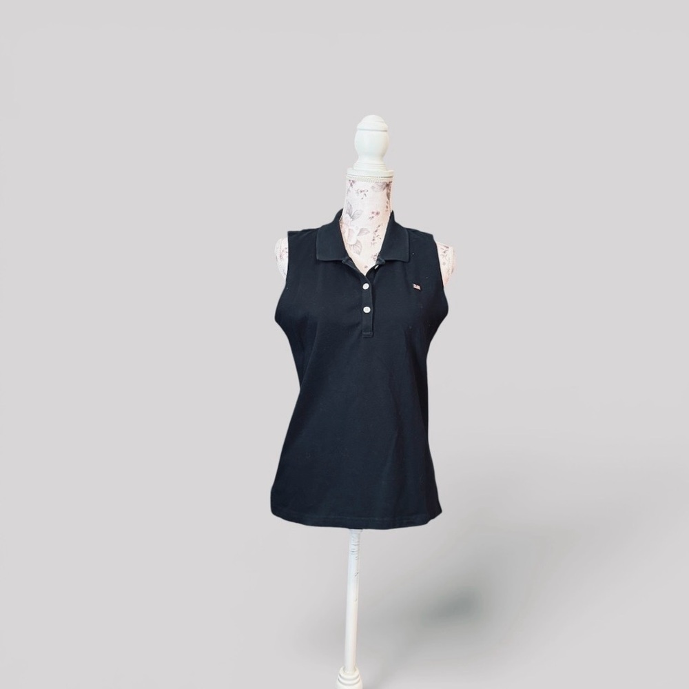 Vintage Ralph Lauren Classic Black Sleeveless Polo Top Women's